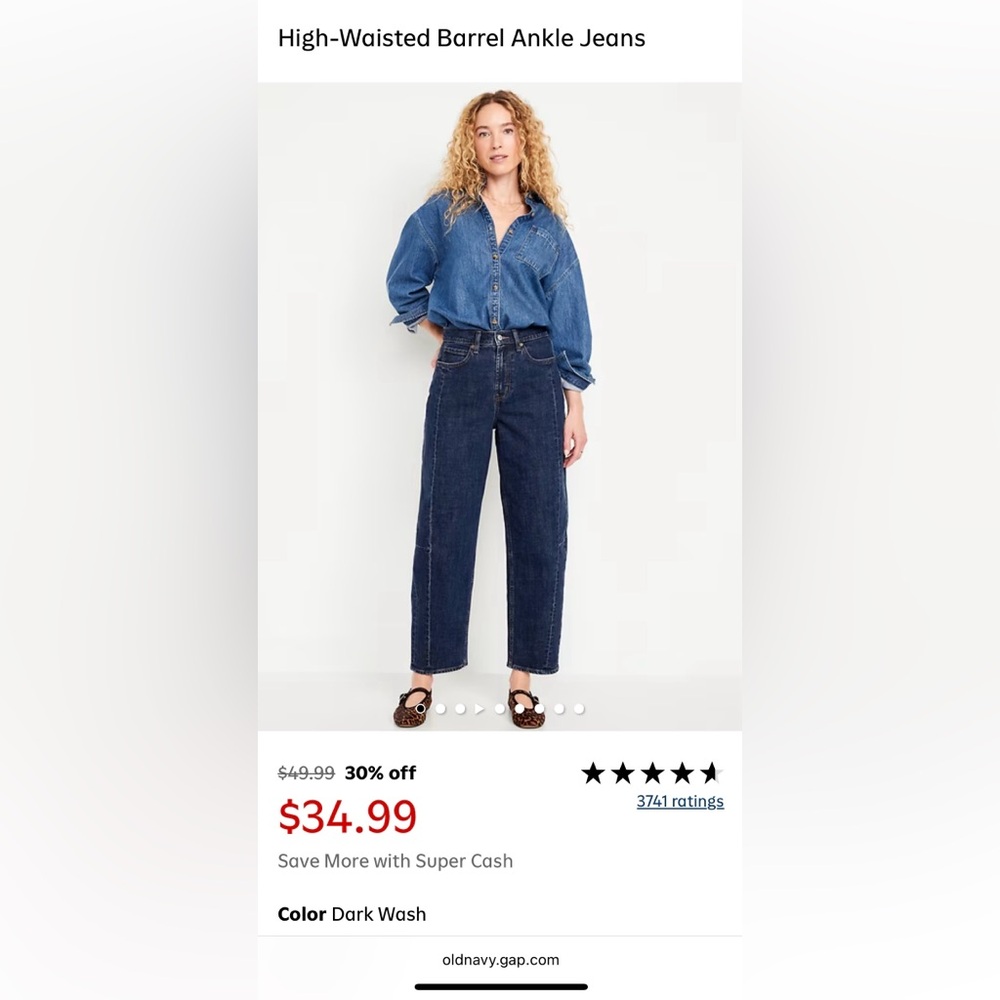 NWOT Old Navy Dark Blue High-Waisted Barrel Jeans